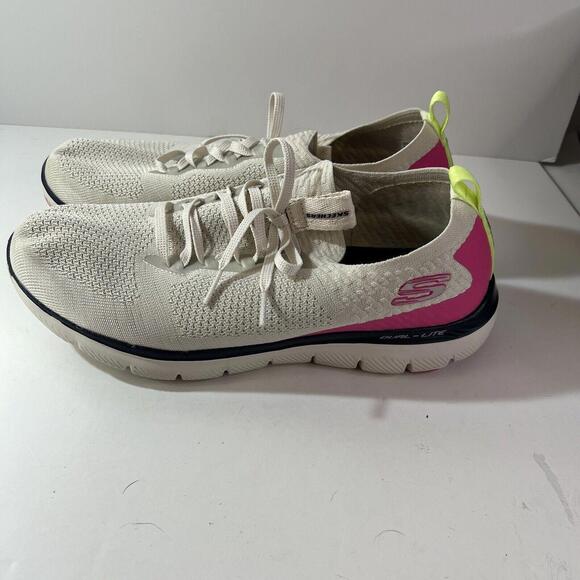 Skechers Womens Sneakers Air Cooled Size 12 Dual Lite Lace Up White Fabric - Picture 4 of 9